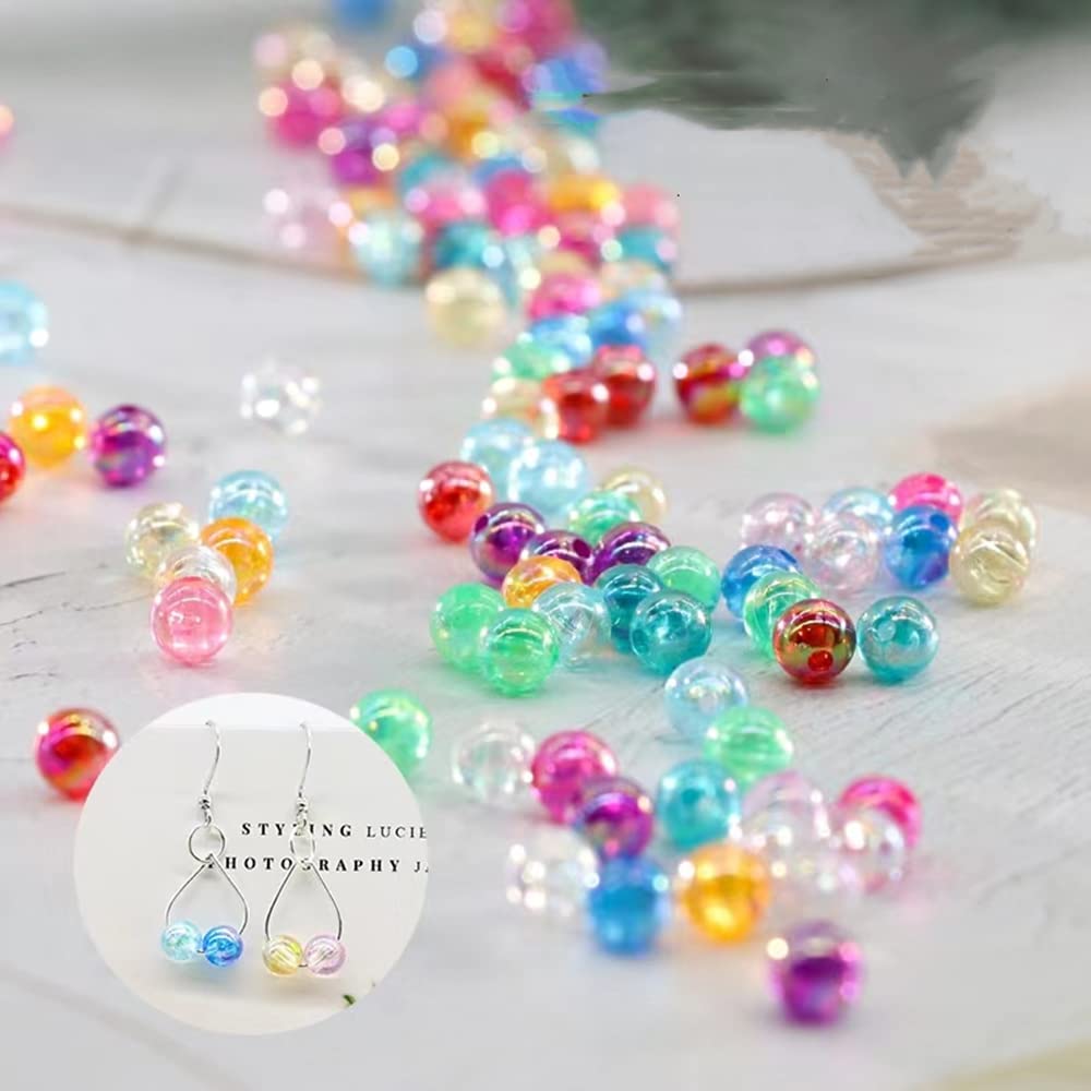 300 Pcs 8mm Acrylic Round Beads AB Colors Round Spacer Beads for Earring Bracelet Necklace Key Chains Jewelry DIY Craft Making(Red AB)