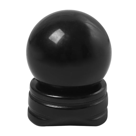 Casaper Natural Black Obsidian Ball with Stone Stand, Healing Crystal Sphere for Home Fengshui Yoga Meditation, Reiki Energy Balancing 1.18”(30mm)