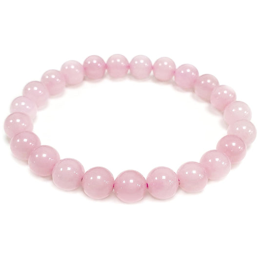 chengmu 8mm Pink Rose Quartz Stretch Bracelet, Natural Gemstone Round Stone Crystal Beads for Elastic Bracelet 7.5"