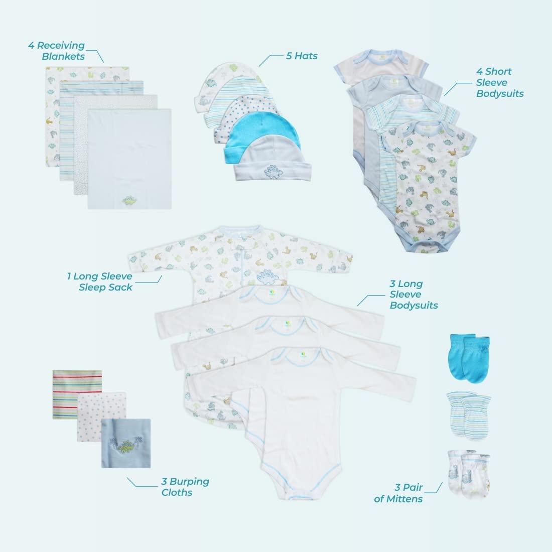 Spasilk 23-Piece Essential Layette Gift Set for Newborns, Clothes for Baby Boys and Girls, Baby Shower Gifts, 0-6 Months