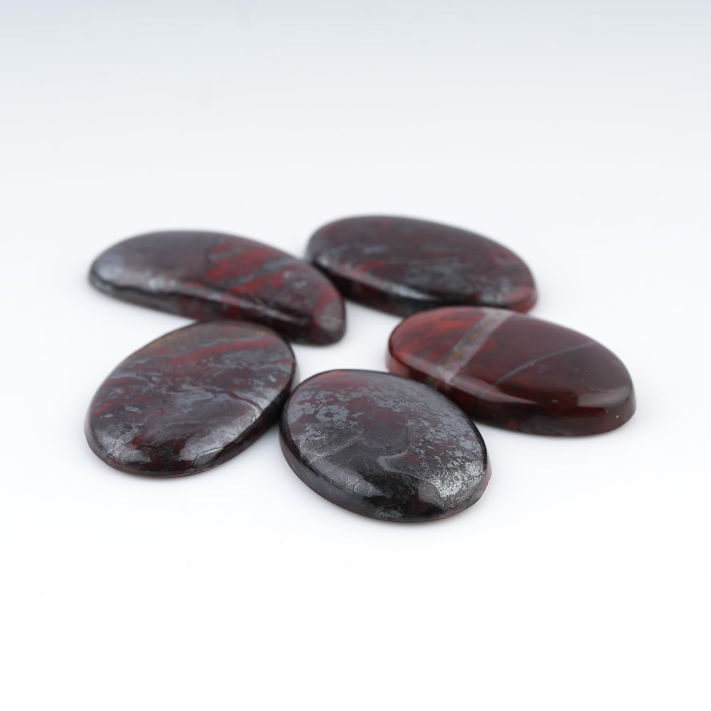 ColouredRocks (5pcs. IRON JASPILLITE, Oval Shape, Natural Cabochon Crystals, Loose Gemstone, Wholesale Polished Supply, Jewelry Making, DIY Craft, Gem Collection (25mm+ free size)