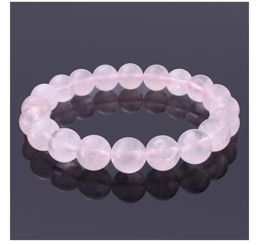 Adabele Real Natural Pink Rose Quartz Gemstone Beaded Bracelet 8.5 inch Stretch Chakra Healing Crystal Stone Jewelry Women Mom Gift (Unisex) GB8-D9
