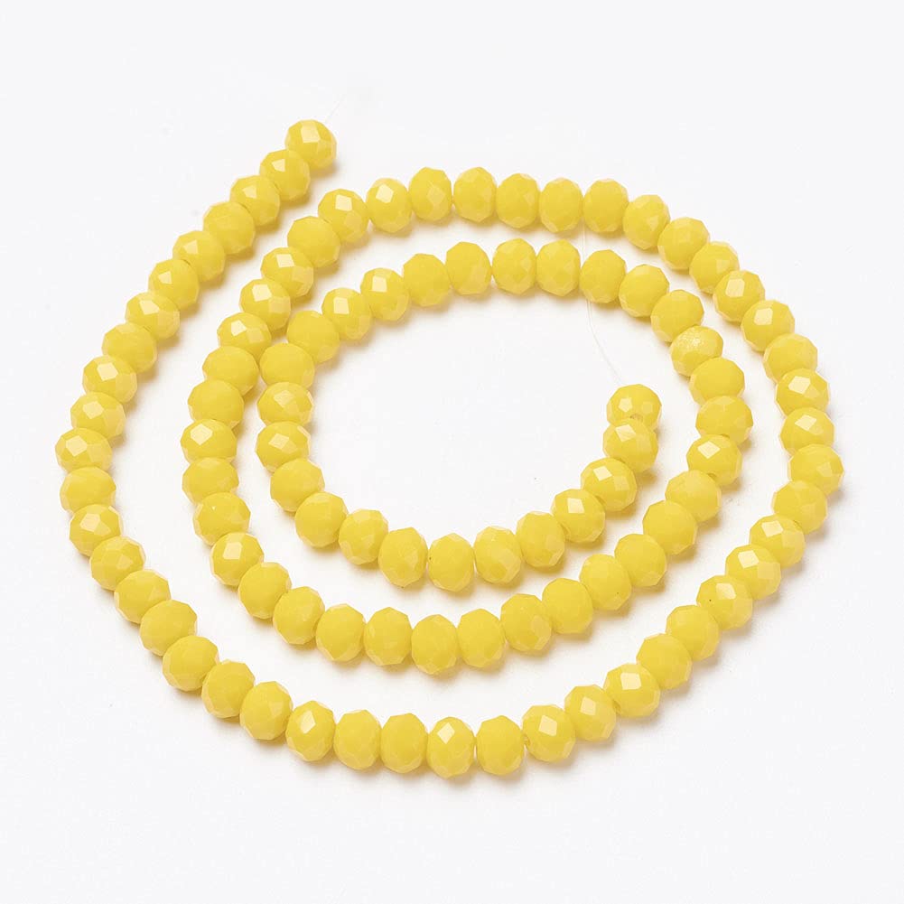 10 Strands Yellow Briolette Crystal Beads Faceted Rondelle Glass Beads 8mm Tiny Loose Crystals 620pcs for Bracelets Jewelry Making