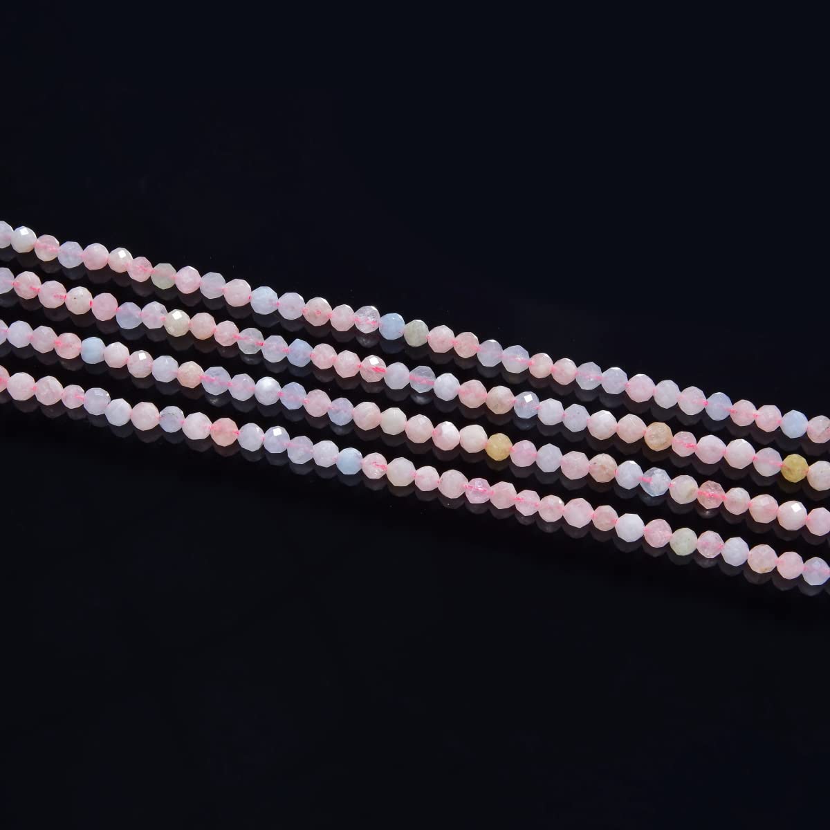 Adabele 30 Inch Natural Morganitge Beryl Healing Gemstone 3mm (0.12 Inch) Tiny Small Faceted Round Loose Beads Stone Spacer (280-300pcs Total) for Craft Jewelry Making GK3-10