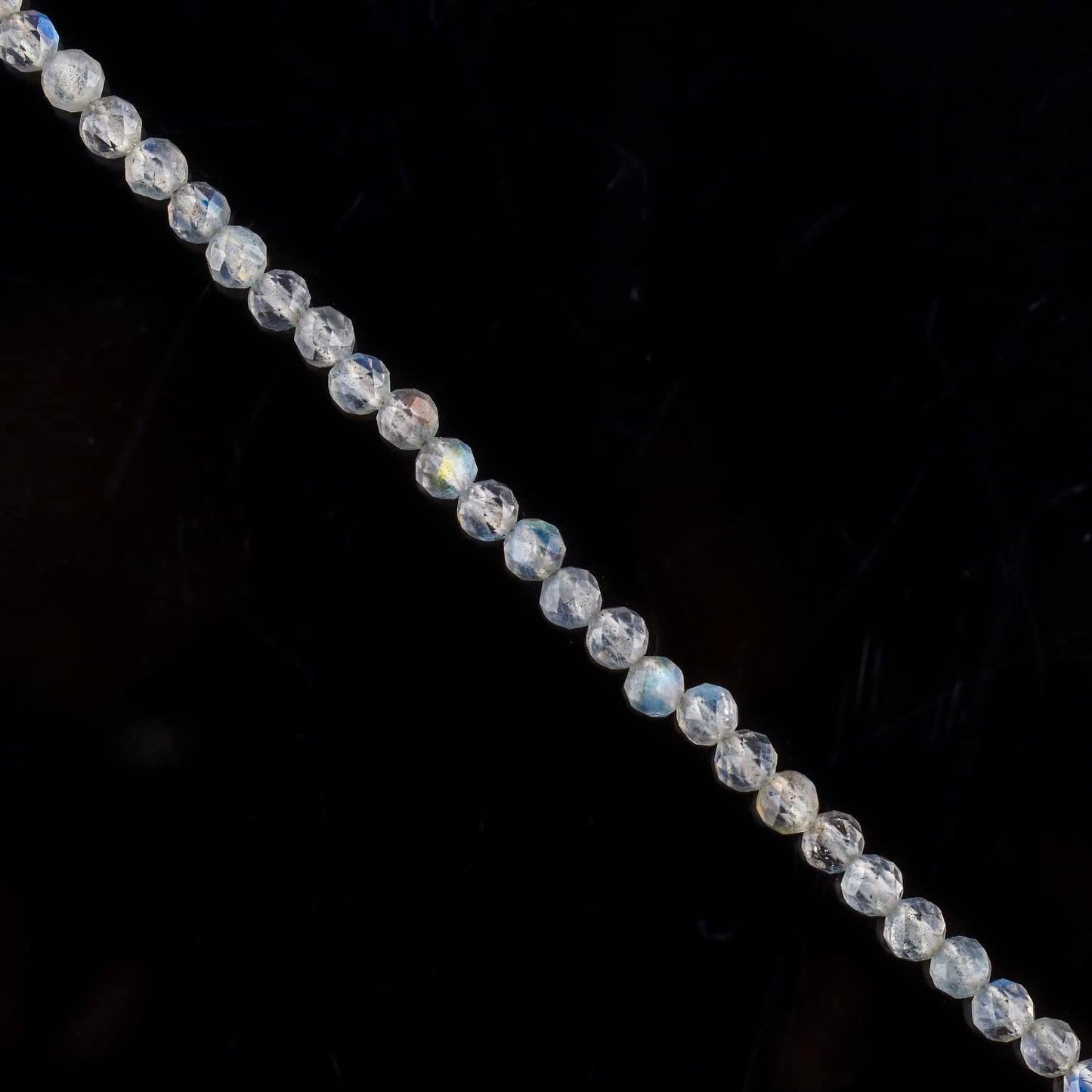 YANARA Natural Labradorite Bracelet Gemstone Micro Beads Dainty Jewelry for Women, Birthstone, Energy Healing Crystals, Silver Plated Chain 8 inch Birthday Gifts For Her