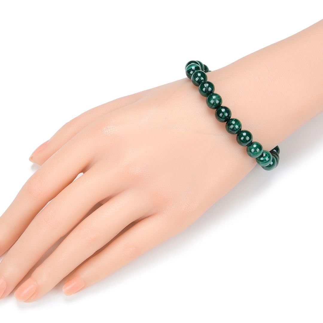 Adabele Real Natural Green Malachite Bracelet Gemstone Beaded Bracelet 8 inch Stretch Chakra Healing Crystal Stone Jewelry Women Mom Gift GB8-C11