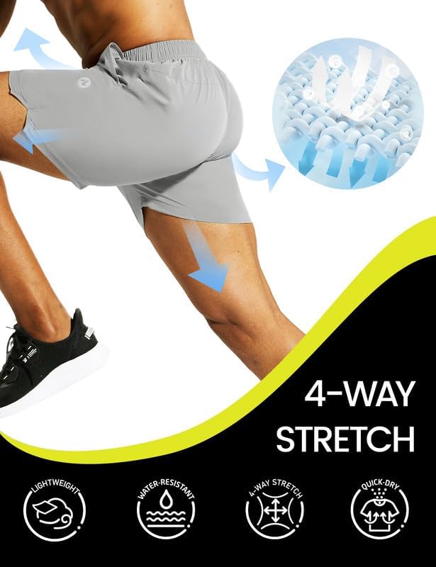 Nepest Men's 5?™â€?Athletic Running Shorts with Pockets, Lightweight Quick Dry Gym Workout Training No Liner Shorts