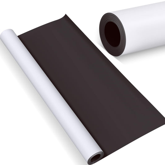Amylove Blank White Surface Magnet Sheets 24 Inch x 10 Feet, 40 Mil Magnetic Roll Printable Flexible Vinyl Blank Magnetic Sign Sheet Safe for Vehicles DIY Craft Project