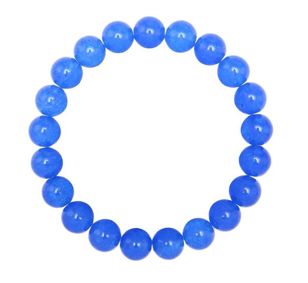 Adabele Real Natural Blue Agate Gemstone Beaded Bracelet 7 inch Stretch Chakra Healing Crystal Stone Jewelry Women Mom Gift (Unisex) GB8-18