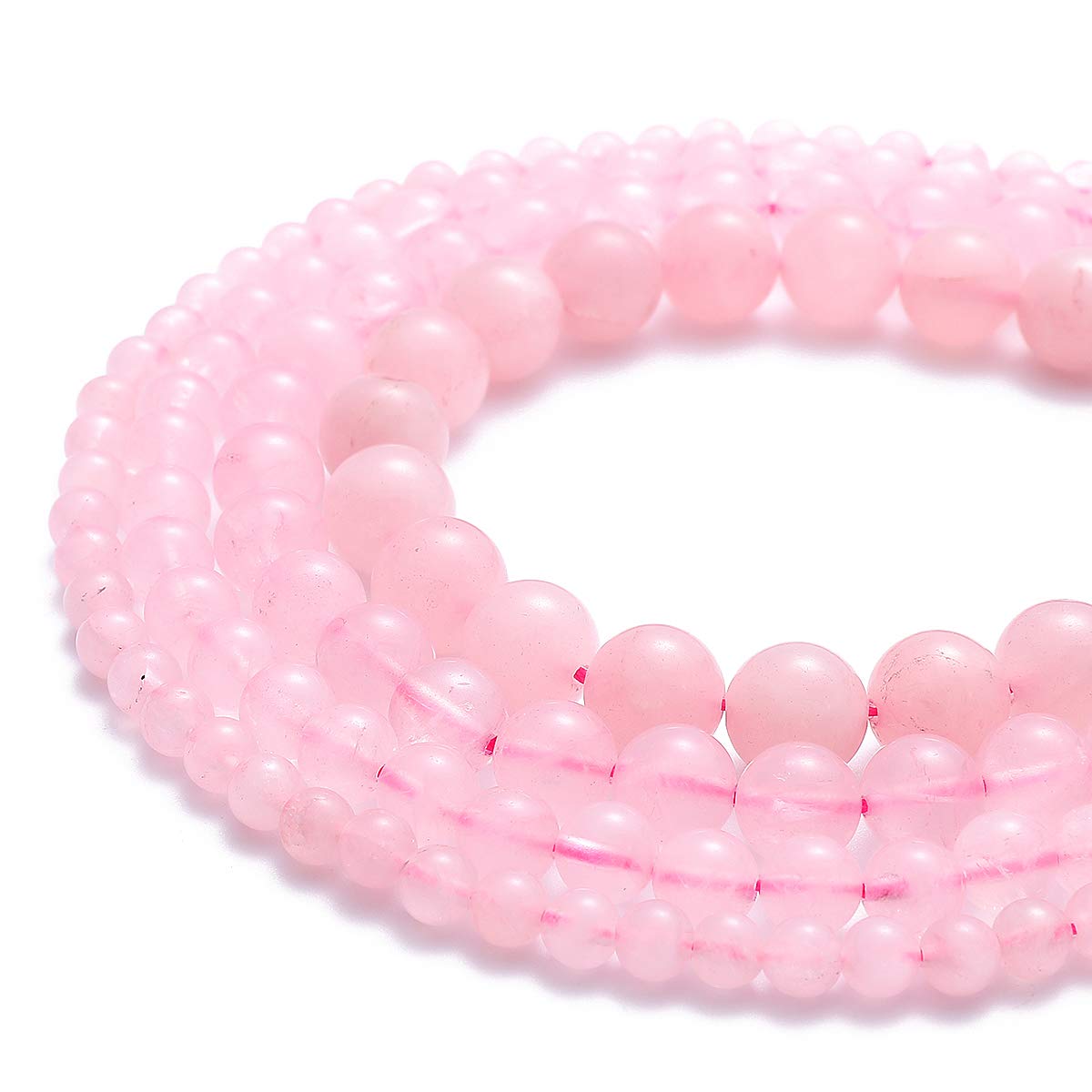 BEADIA Natural Rose Quartz Crystal Stone Round Loose Semi Gemstone Beads for Jewelry Making 6MM 61PCS
