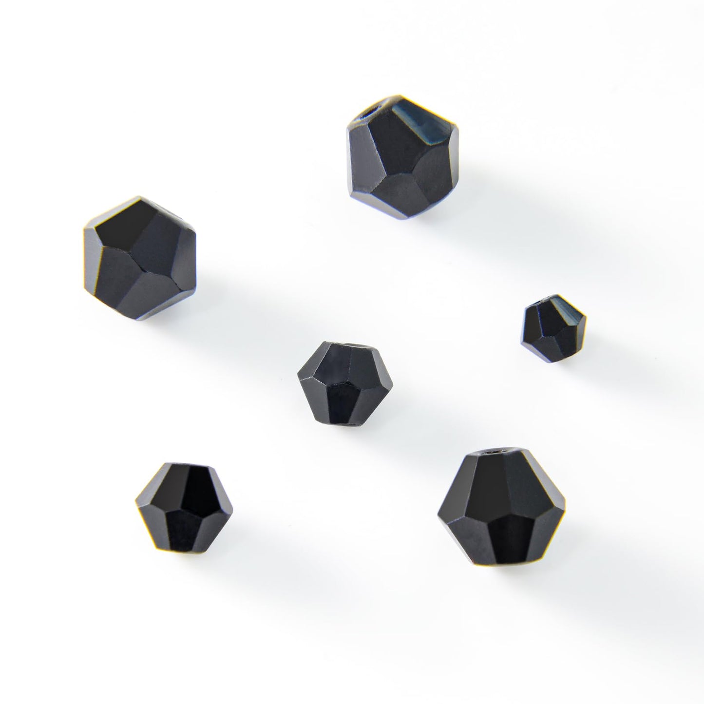 1550PCS Bicone Crystal Glass Beads Set for Jewelry Making, 3mm 4mm 6mm 8mm Sparkling Faceted Beads Sorted by Size for Bracelets, Necklaces, Suncatchers & DIY Crafts(Black)