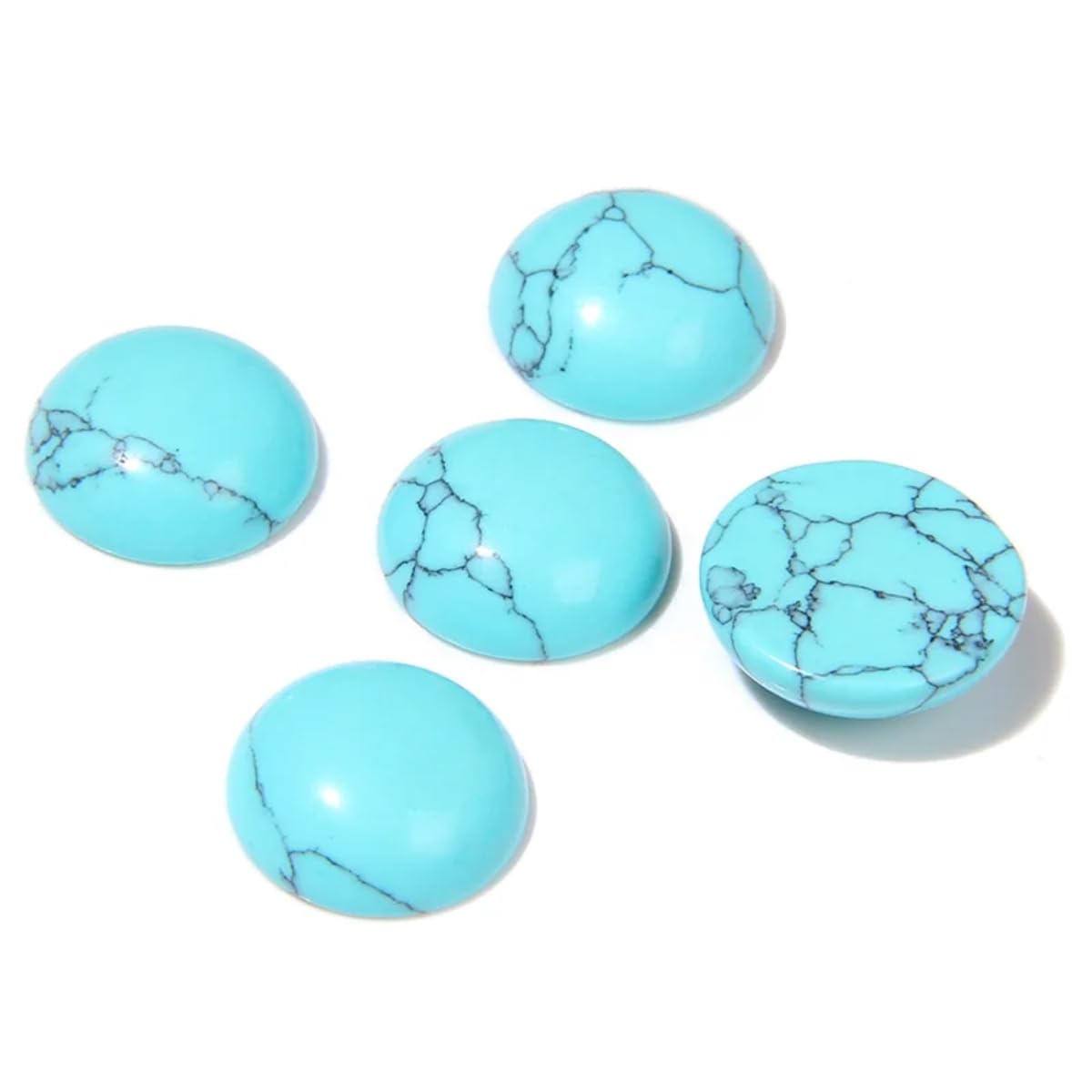 2TTFishoo 20pcs 8mm Natural Stone No Hole Turquoise Semicircle Smooth Cabochons Beads Healing Chakra Crystal Stone Bead for Jewelry Making Rings Earrings Necklace Bracelet DIY Crafts