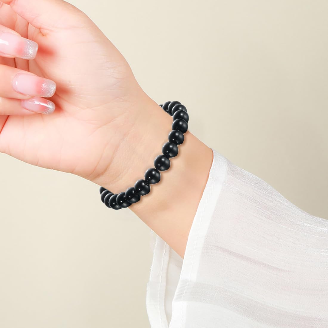 Udolfly Womens Crystal Beaded Bracelets for Women Men Protective Energy Bracelet Natural Gemstone Bead Bracelet 4mm Obsidian