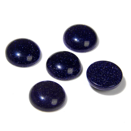 20pcs 14mm Natural Stone No Hole Blue Sandstone Semicircle Smooth Cabochons Beads Healing Chakra Crystal Stone Bead for Jewelry Making Rings Earrings Necklace Bracelet DIY Crafts