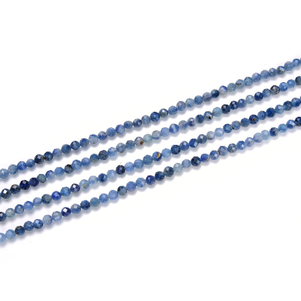 Adabele 30 Inch Natural Blue Kyanite Healing Gemstone 4mm (0.16 Inch) Tiny Small Faceted Round Loose Beads Stone Spacer (160-180pcs) for Craft Jewelry Making GK4-21