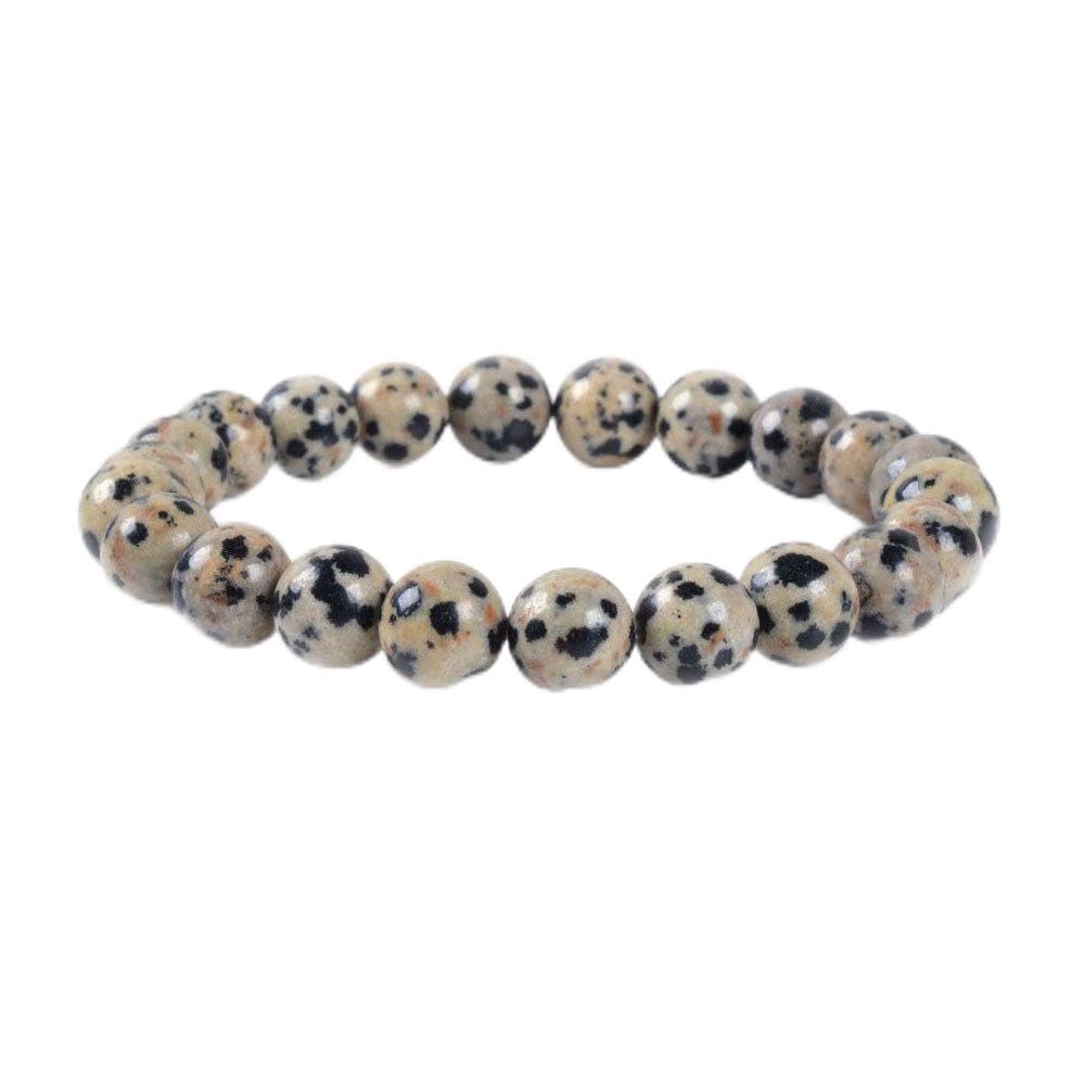 Justinstones Natural Dalmatian Jasper Gemstone 8mm Round Beads Stretch Bracelet 7 Inch Unisex