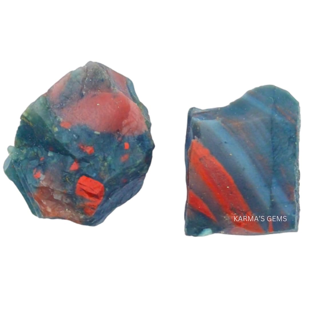 Crystals, Rocks, Crystals and Healing Stones, Witchcraft Supplies, Healing Crystals, Stones, Healing Stones, Rock Collection, Agate, Raw Stones (African Bloodstone, 2 Pcs)