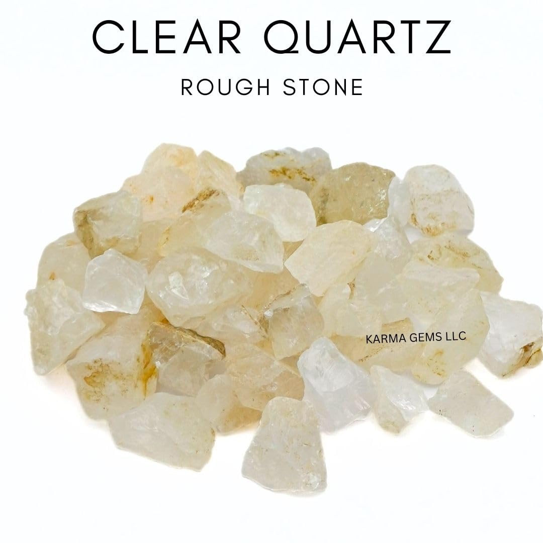 Karma Gems 5 Pcs Clear Quartz Natural Stones - Raw Tumbling Rocks for Kids Collections - Cool Agate Crystals - Perfect for Enthusiasts and Witchcraft Rituals - Chakra Energy Balancing, and Meditation