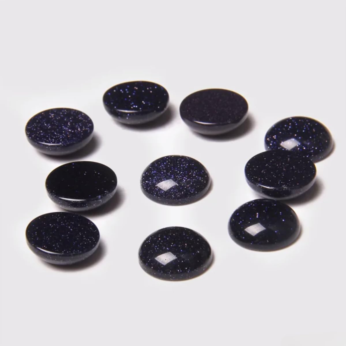 20pcs 6mm Natural Stone No Hole Blue Sandstone Semicircle Smooth Cabochons Beads Healing Chakra Crystal Stone Bead for Jewelry Making Rings Earrings Necklace Bracelet DIY Crafts