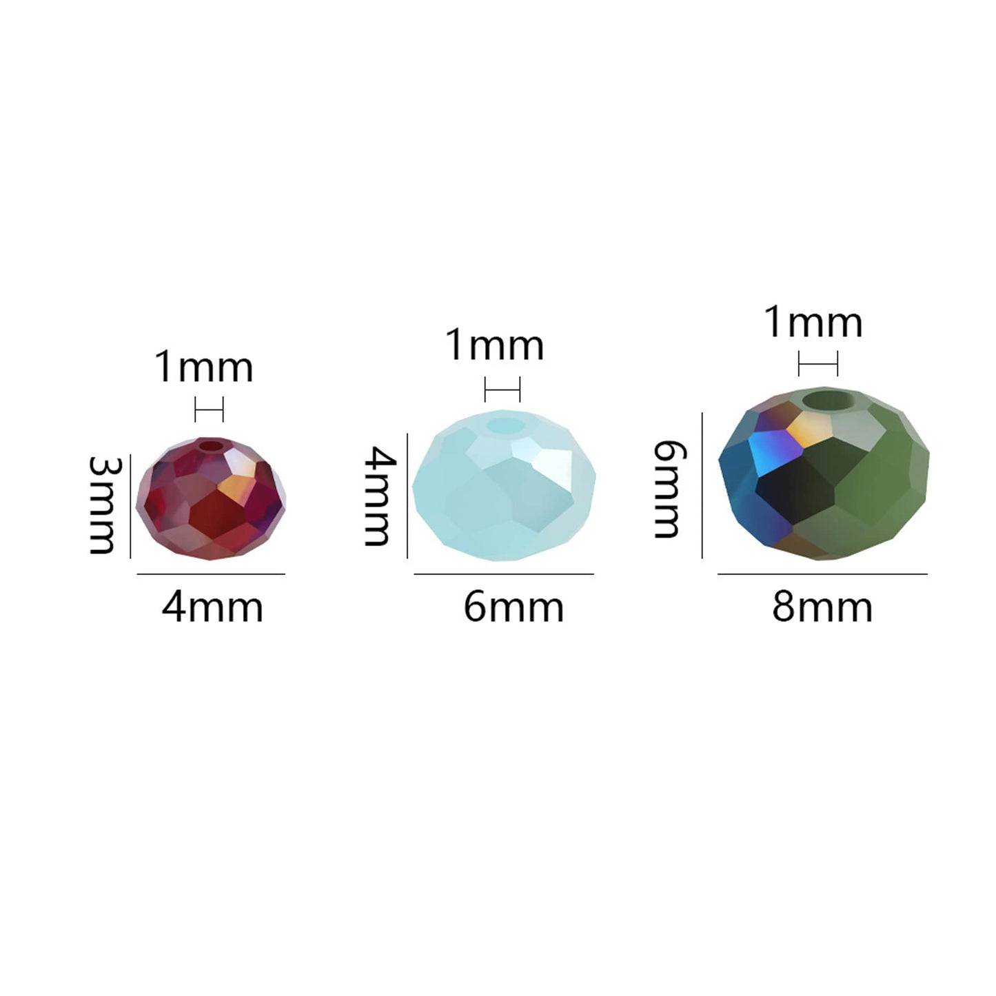 Niziky 200PCS Crystal Glass Beads for Jewelry Making, 6mm Multicolor Pink Faceted Rondelle Beads with Hole, Glass Crystal Briolette Spacer Bead for Jewelry Bracrlet Making Crafts Projects