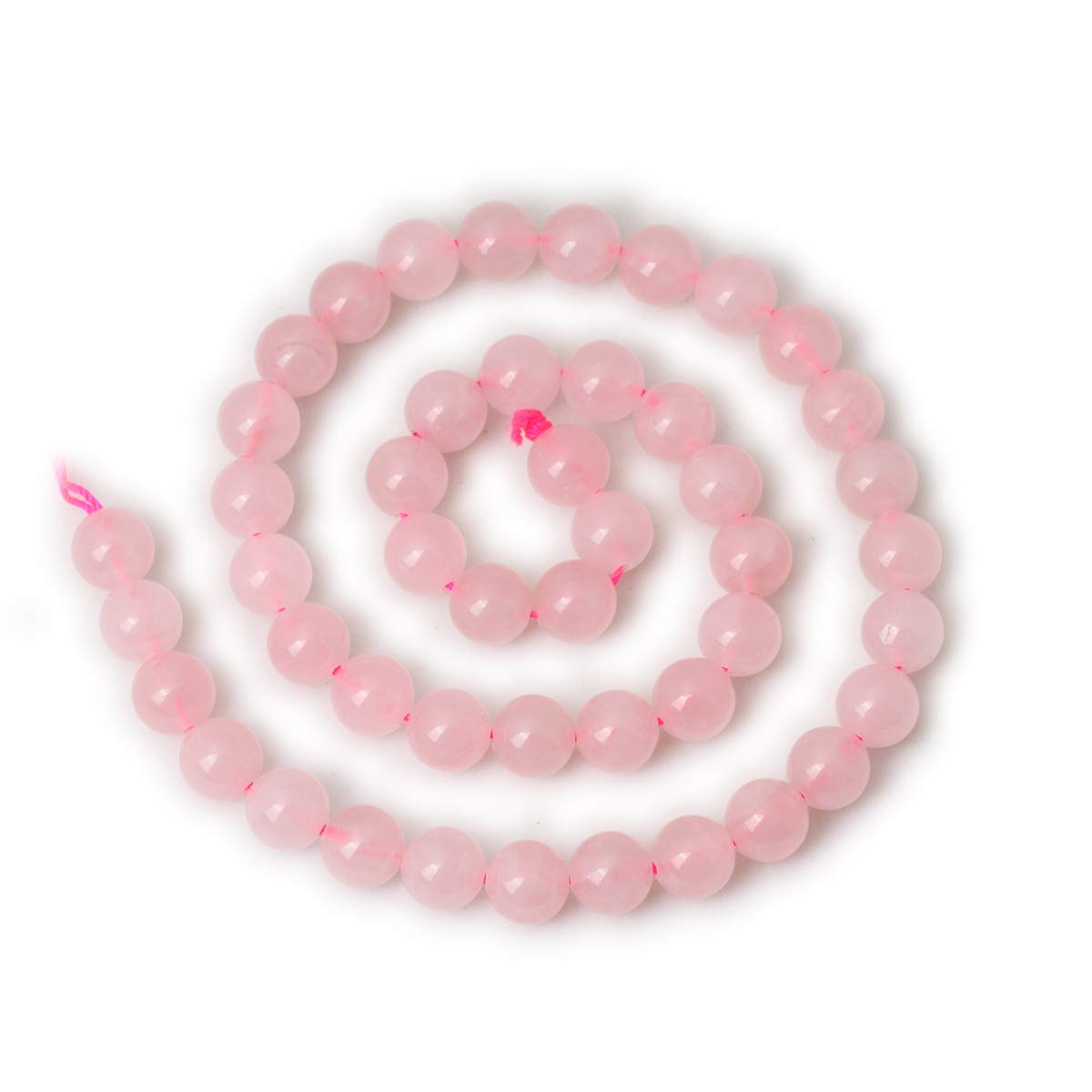CHEAVIAN 45PCS 8mm Natural Rose Quartz Gemstone Round Loose Bead Pink Crystal for Jewelry Making 1 Strand 15"