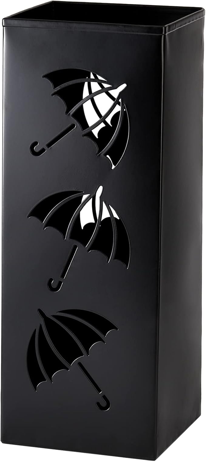 Okllen Metal Umbrella Holder, Square Umbrella Stand Rack for Entryway, 6.3" x 6.3" x 16.5", Black