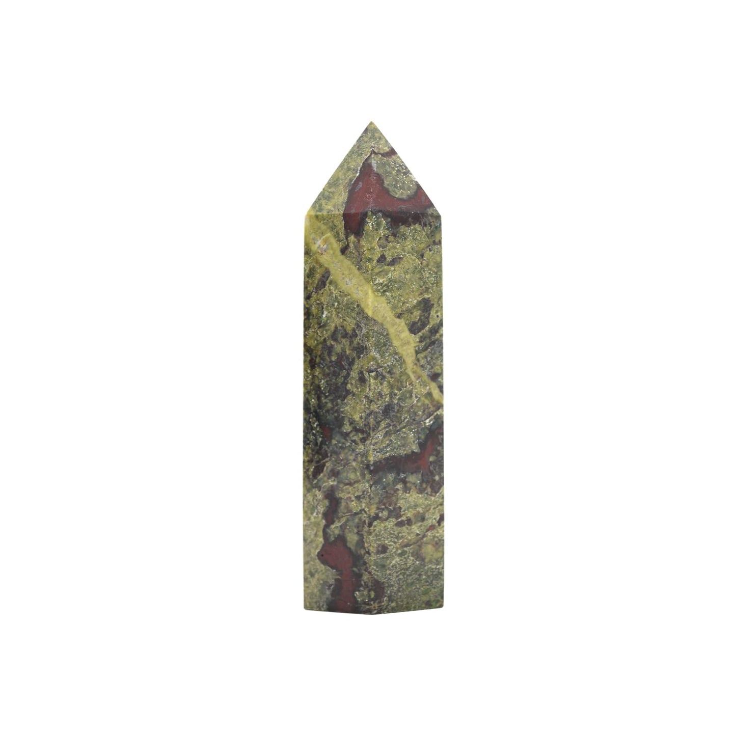 Angelstones Natural Dragon Blood Jasper Gemstone Healing Crystal Hexagonal Pointed Reiki Chakra Faceted Prism Wand Carved Stone Figurine Home Decor