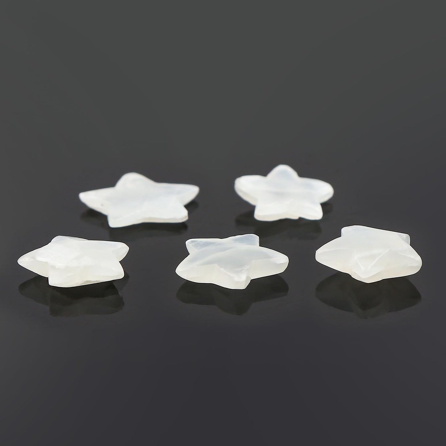 CRYSTALINES 5pcs, Wholesale Natural White Moonstone Gemstones, Bulk Star Shape Stones, Assorted Loose Supply, DIY Craft-Jewelry Making, Chakra Healing Crystals, Gem Collection, 8-12mm
