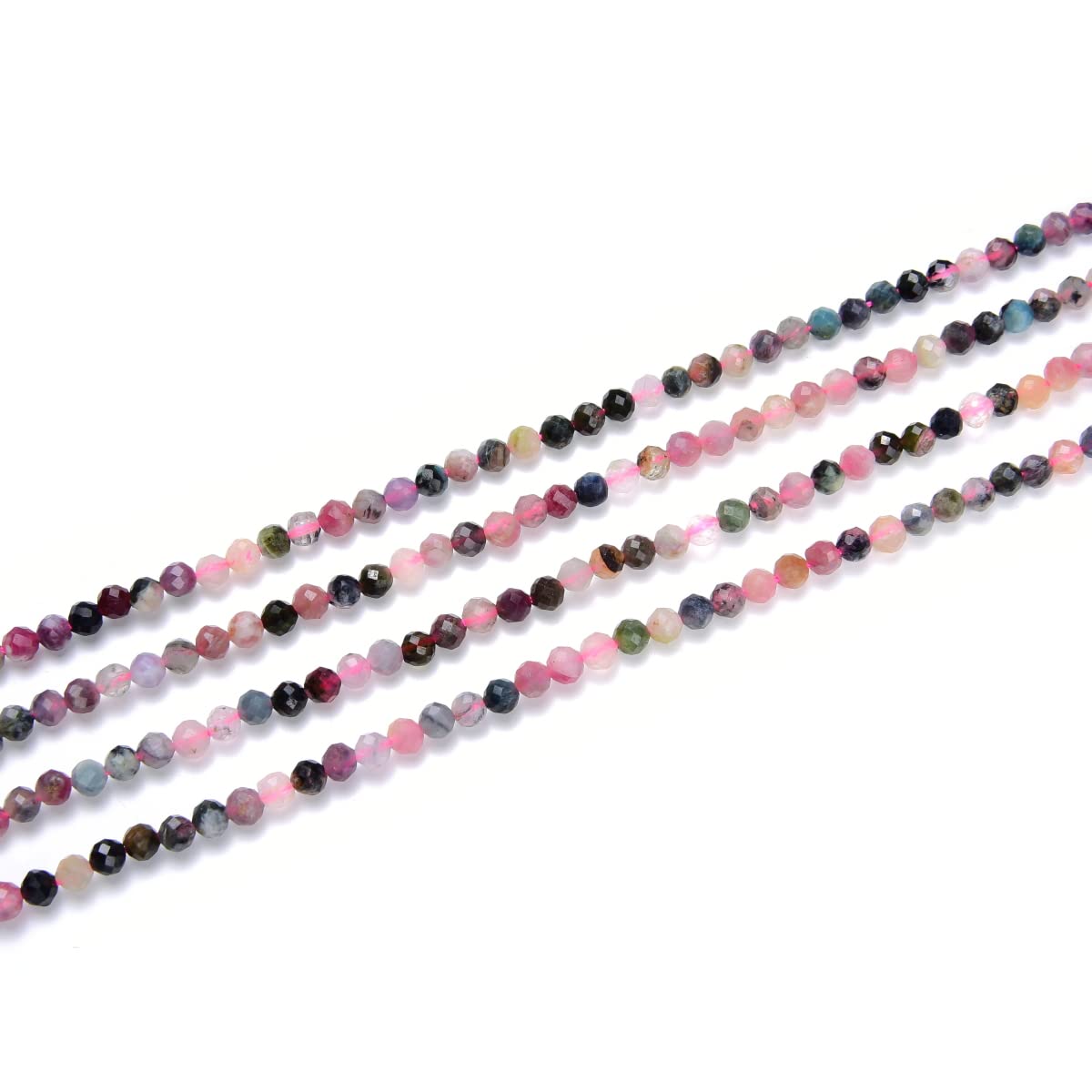 Adabele 30 Inch Natural Multi-Color Tourmaline Healing Gemstone 4mm (0.16 Inch) Tiny Small Faceted Round Loose Beads Stone Spacer (180-200pcs) for Craft Jewelry Making GK4-2