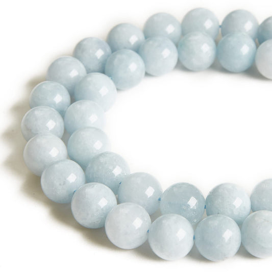 60pcs 6mm Aquamarine Beads Natural Gemstone Beads Round Loose Beads for Jewelry Making