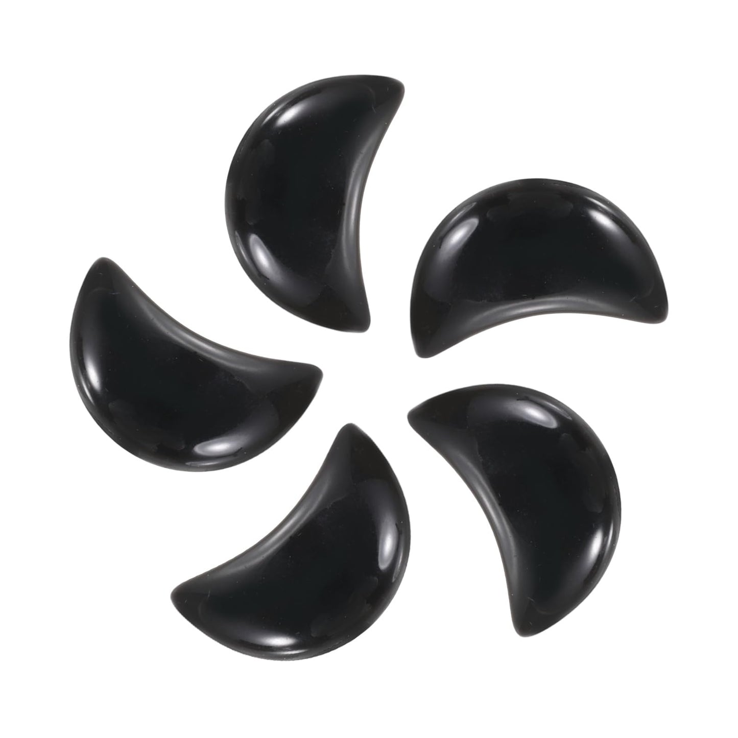 MECCANIXITY 5 Pcs Moon Crystal Worry Stone, 0.5 Inch Length Natural Black Stone Moon Gemstone Bulk, Carved Pocket Stones for Meditation Balancing Pendant Decor