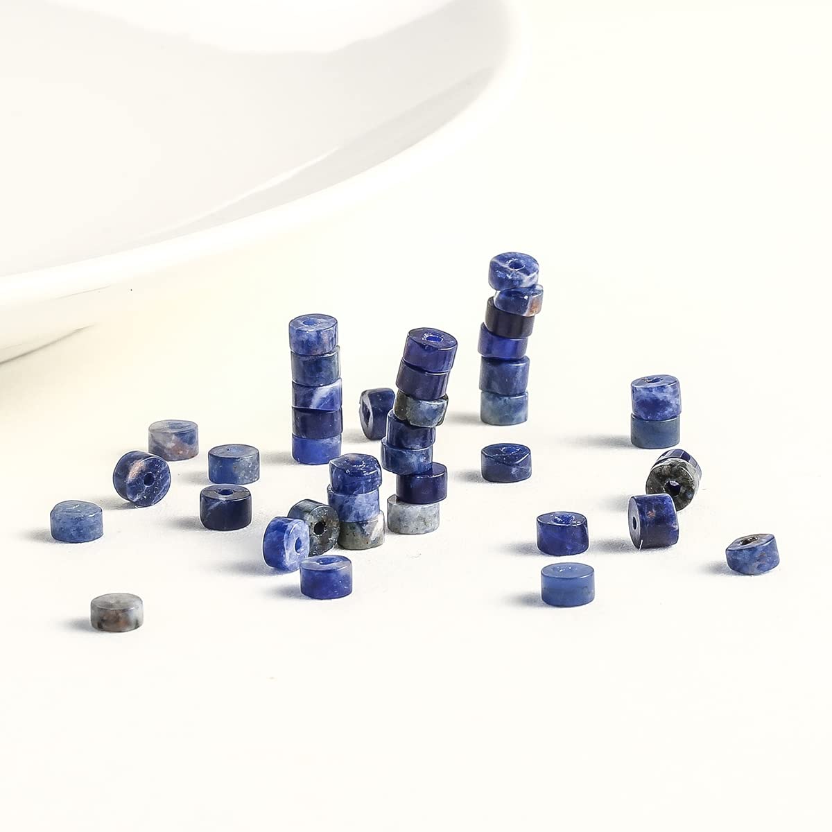 Natural Blue Sodalite Stone Spacer Beads 4x2mm 38cm/str Flat Round Loose Semi Gemstone Caps for Making Bracelets Necklace