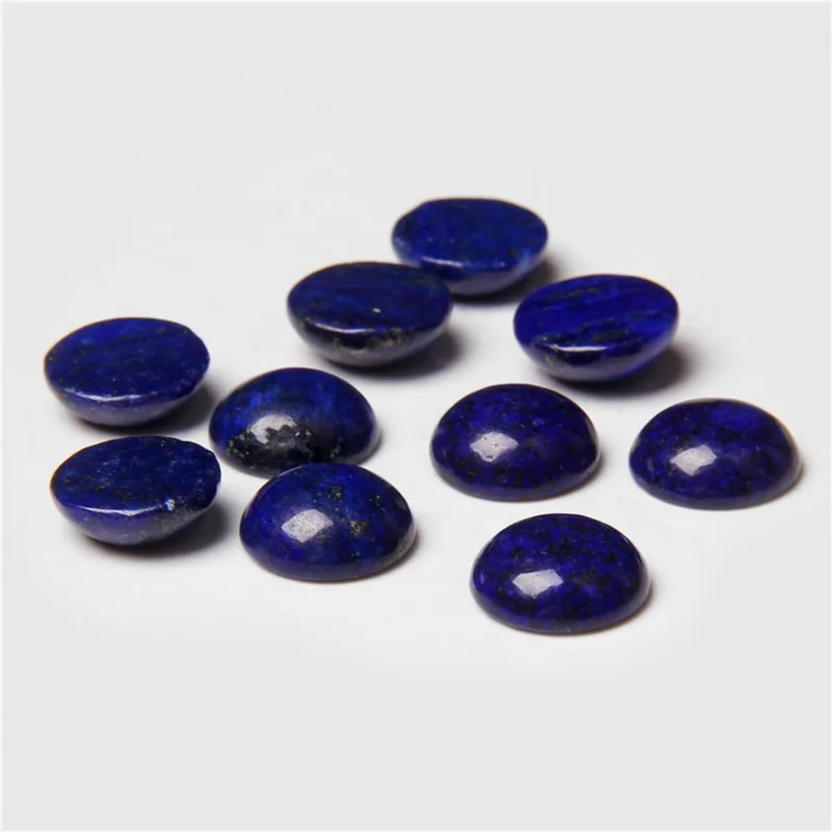 2TTFishoo 20pcs 8mm Natural Stone Lapis Lazuli Semicircle Smooth Cabochons Beads for Jewelry Making Rings Earrings Necklace Bracelet DIY Crafts