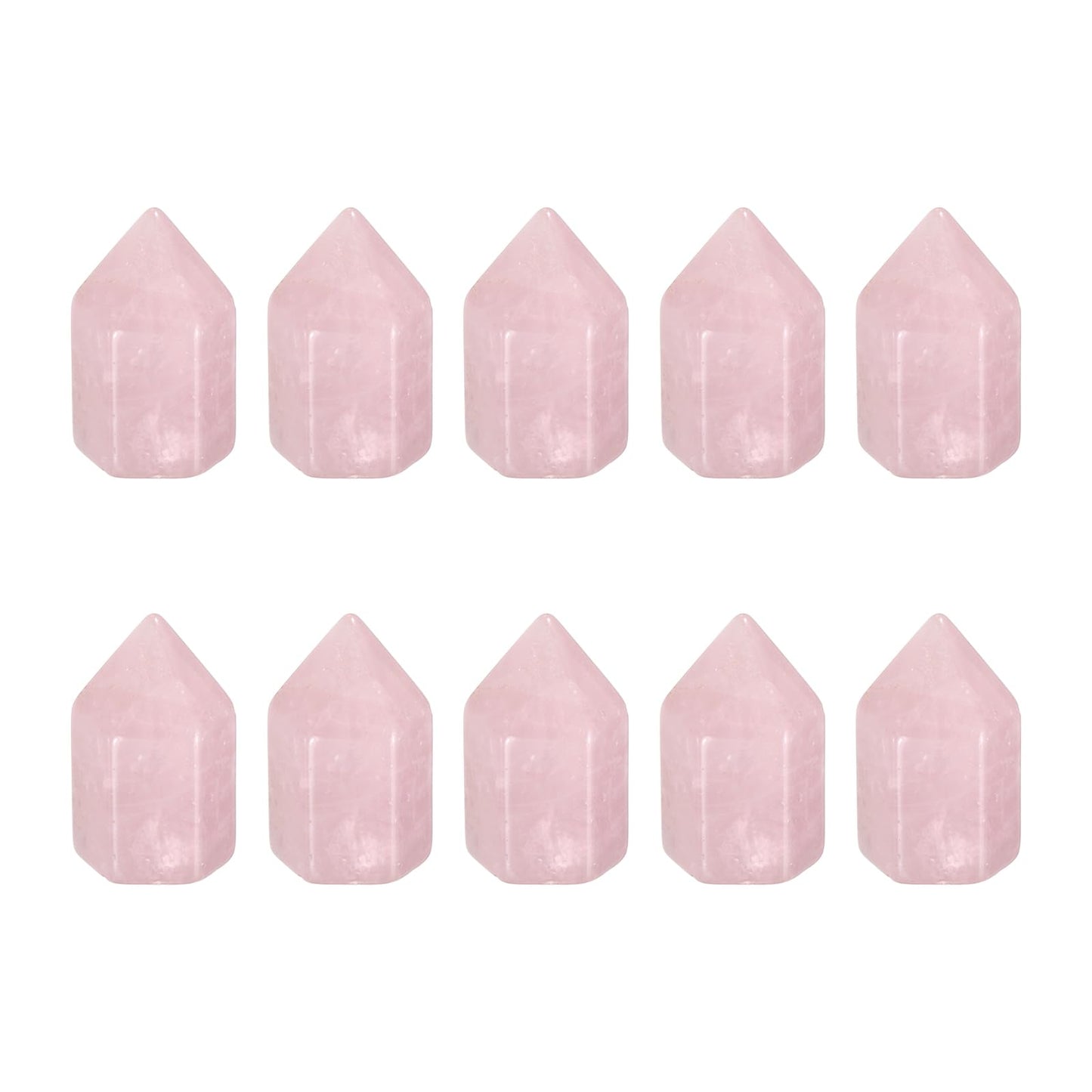 MECCANIXITY Crystals Wands Rose Quartz Hexagonal Faceted Single Points Towers Pocket Polished Stone Bulk for Energy Chakra Meditation Crystal Healing, 15 x 25mm (Pink),5Pcs