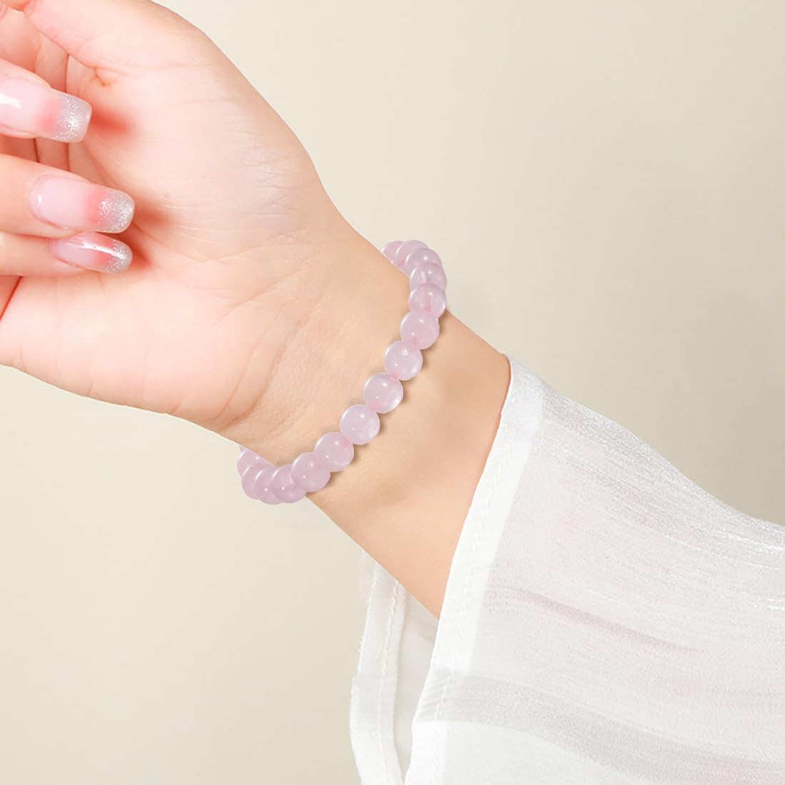 Udolfly Womens Crystal Beaded Bracelets for Women Men Protective Energy Bracelet Natural Gemstone Bead Bracelet 8mm Rose Quartz