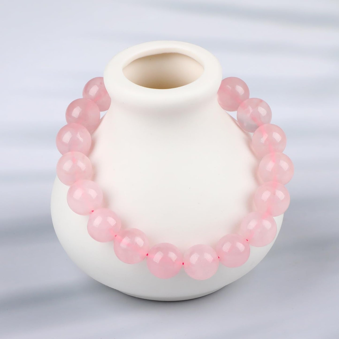 LPBeads Handmade Natural Gemstone Stretch Elastic 10mm Rose Quartz Bracelet Healing Crystal Round Stone Beads Jewelry Gifts for Women Men