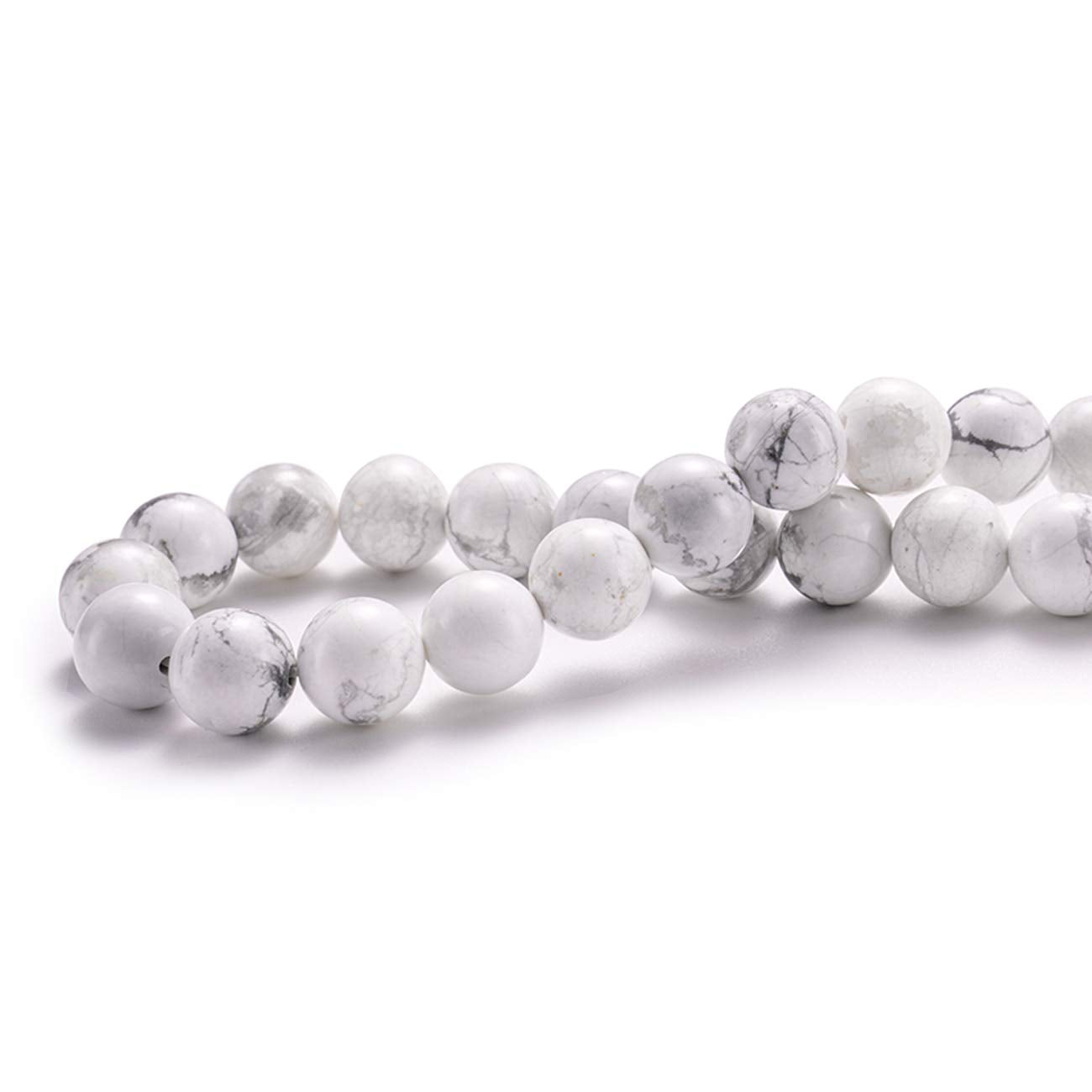 BEADIA Natural White Howlite Stone Round Loose Semi Gemstone Beads for Jewelry Making 4MM 89PCS