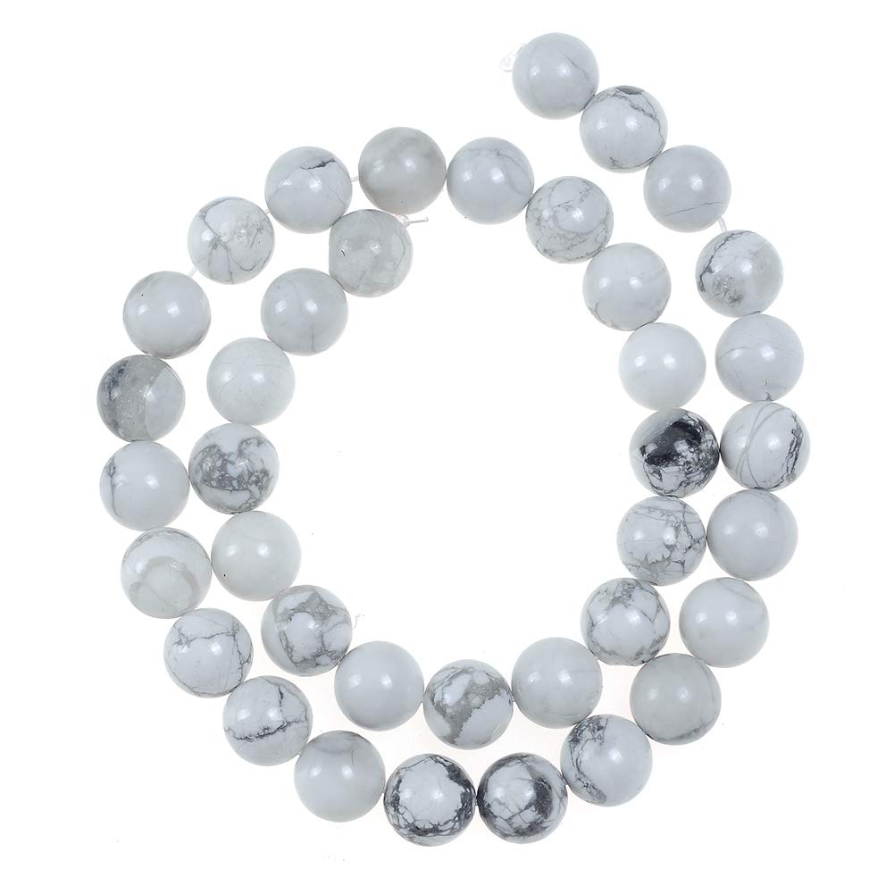 Natural Stone Beads 10mm White Howlite Gemstone Round Loose Beads Crystal Energy Stone Healing Power for Jewelry Making DIY,1 Strand 15"