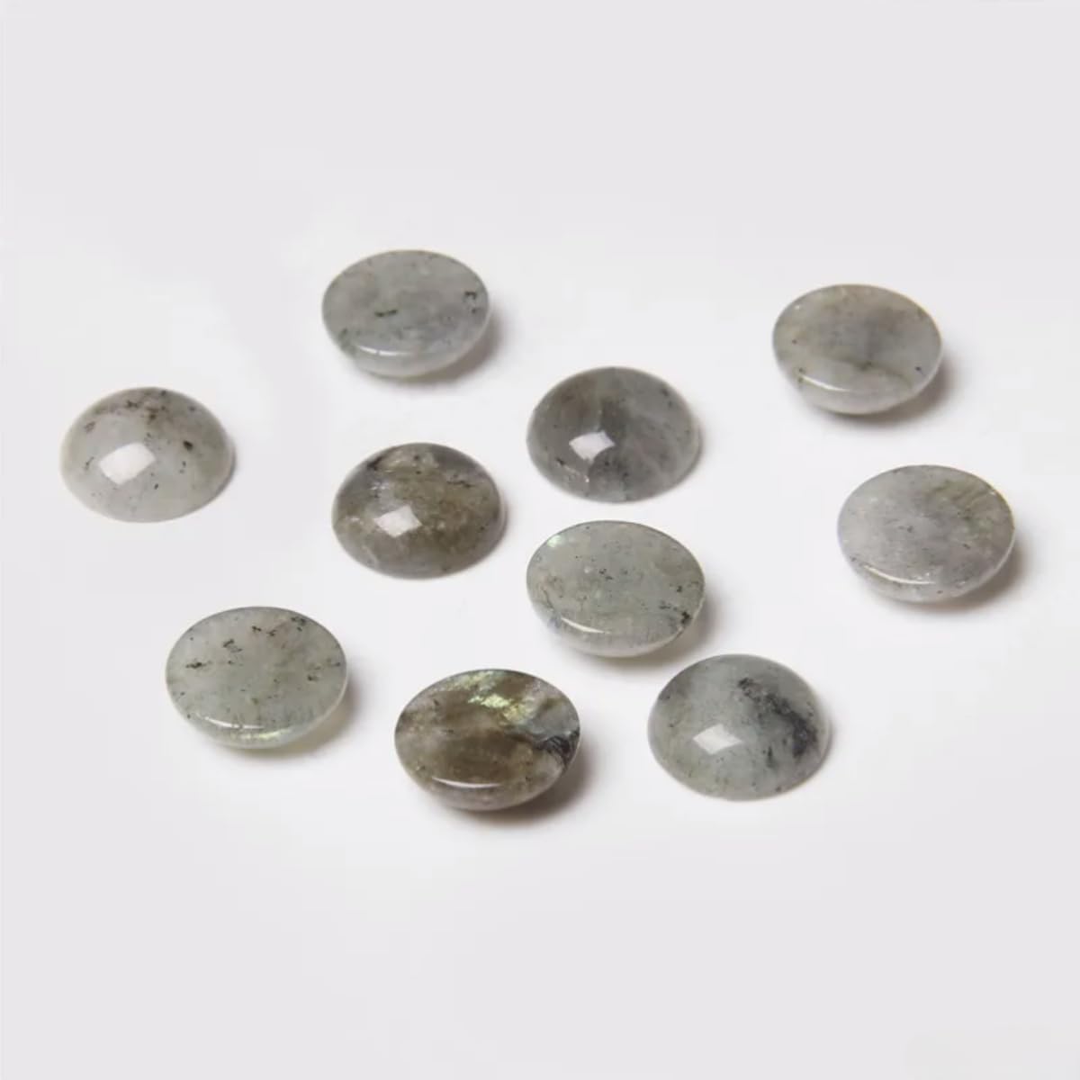 20pcs 4mm Natural Stone No Hole White Labradorite Semicircle Smooth Cabochons Beads Healing Chakra Crystal Stone Bead for Jewelry Making Rings Earrings Necklace Bracelet DIY Crafts