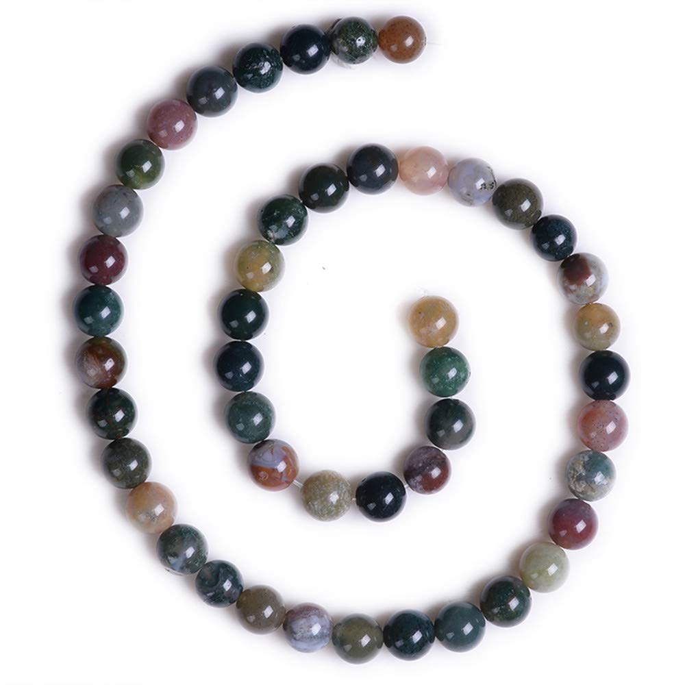 PLTbeads Natural Gemstone Loose Beads Smooth Round Approxi 15 inch DIY Bracelet Necklace for Jewelry Making (8mm, Indian Agate)