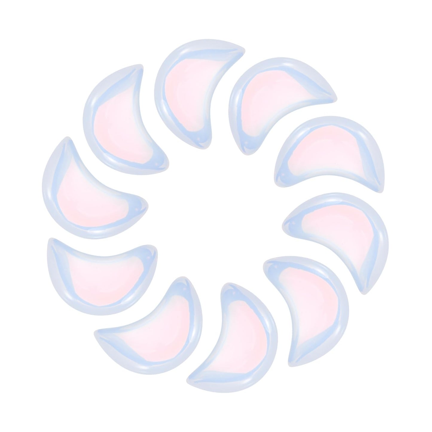MECCANIXITY 10 Pcs Moon Crystal Worry Stone, 0.5 Inch Length Natural Opalite Moon Gemstone Bulk, Carved Pocket Stones for Meditation Balancing Pendant Decor