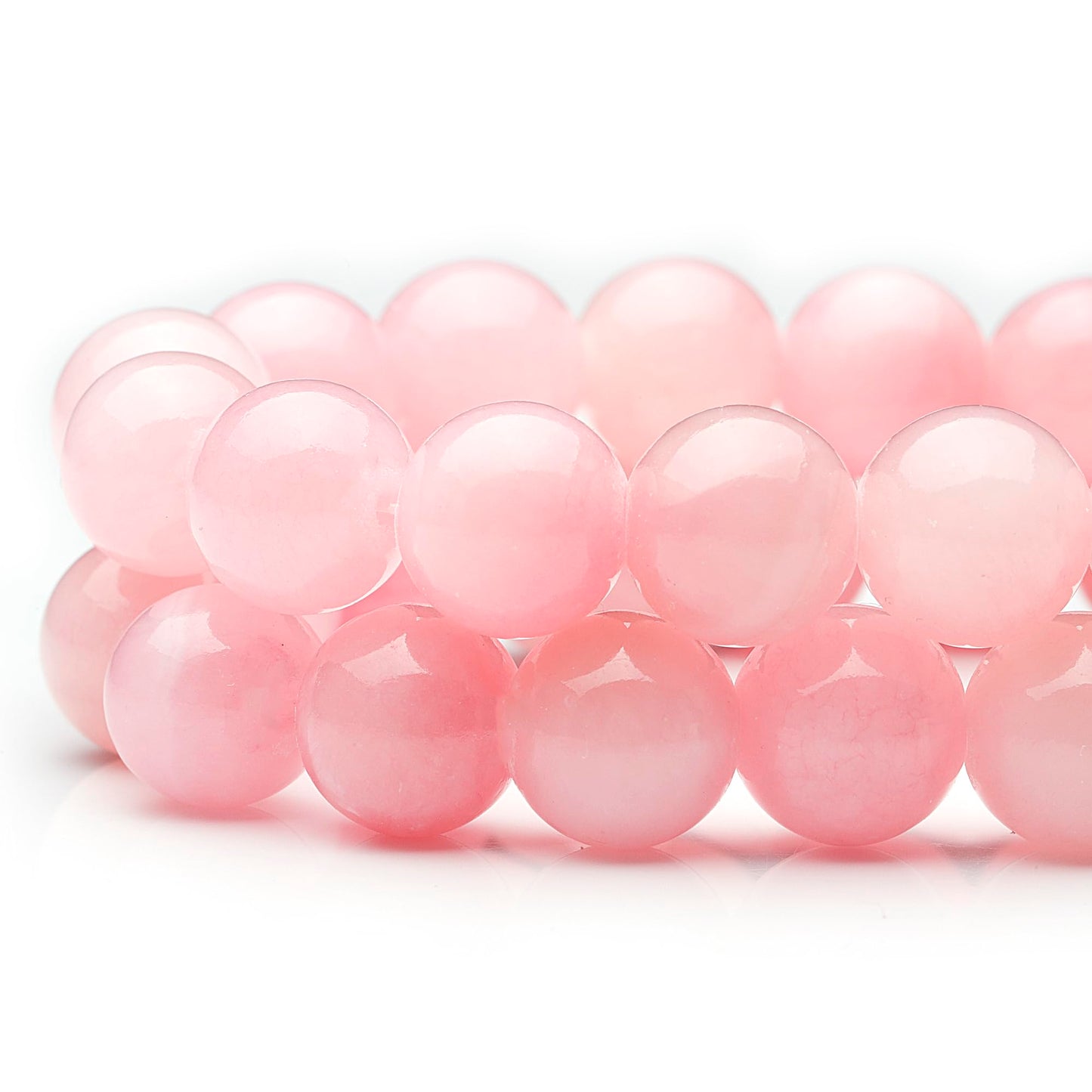 Youngbling Natural Gemstone Beads for Jewelry Making,8mm Pink Jade Polished Round Smooth Stone Beads for Bracelet Necklace 15 Inch(Pink Jade,8mm)