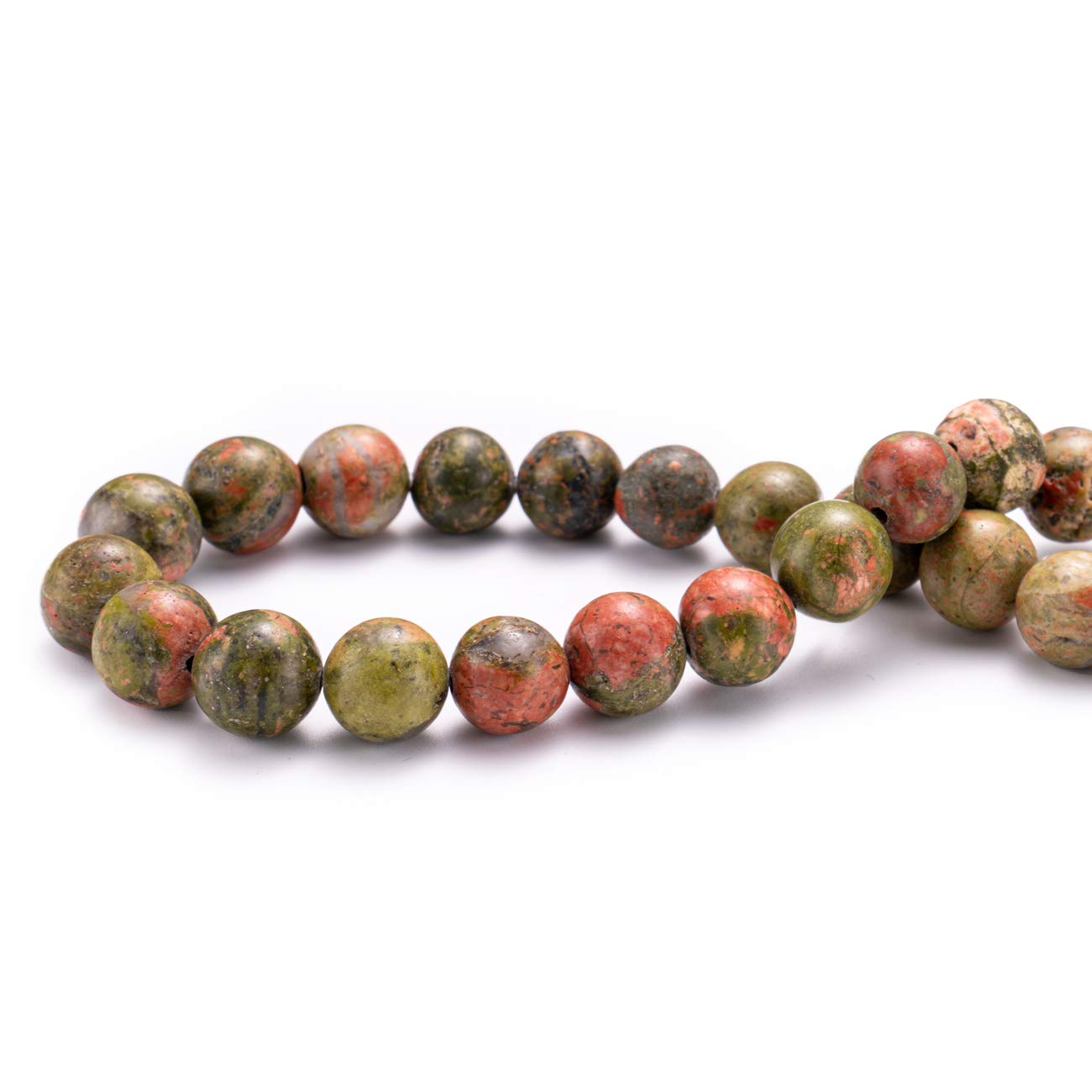 BEADIA Natural Unakite Stone Round Loose Semi Gemstone Beads for Jewelry Making 10MM 38PCS