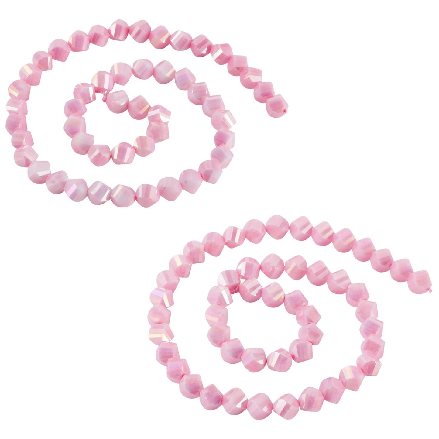 Elecrelive 100Pcs Pink Faceted Glass Beads Twist Crystal Beads Two Tone Imitation Jade Gems for Bracelet Necklace Jewelry Making