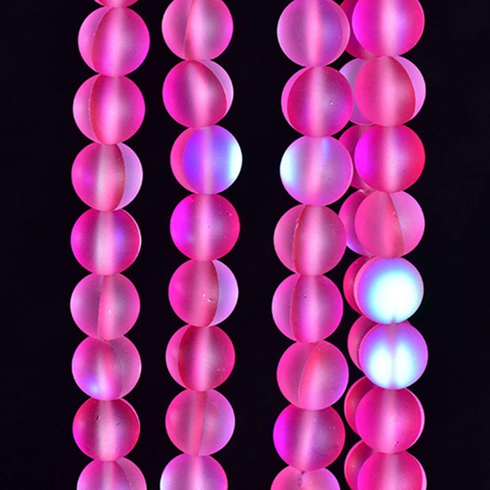 Asingeloo 60PCS 6mm Natural Pinkish Mystic Aura Quartz Gemstone Frosted Matte Titanium Round Loose Spacer Beads 15 inch Full Strand Crystal Healing Power Quartz