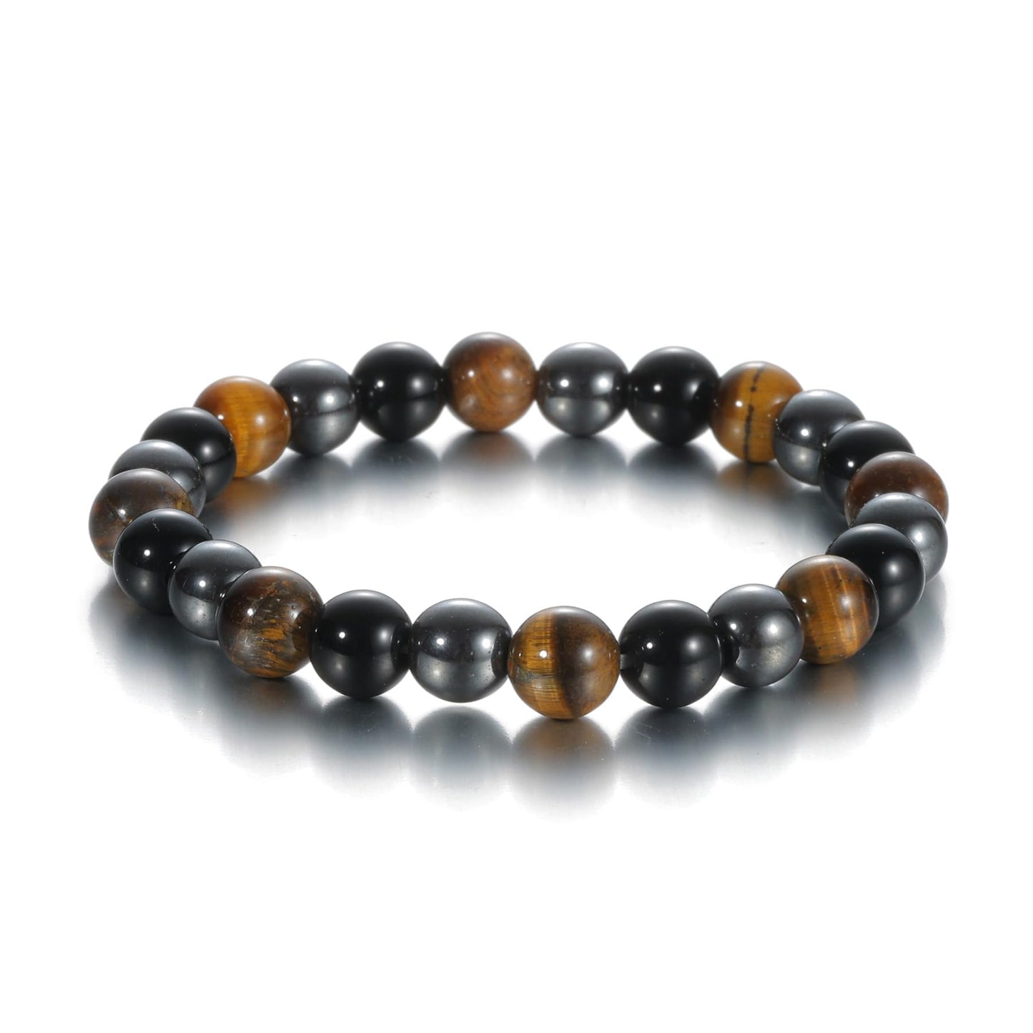 Udolfly Womens Crystal Beaded Bracelets for Women Men Protective Energy Bracelet Natural Gemstone Bead Bracelet 6mm Triple Protect