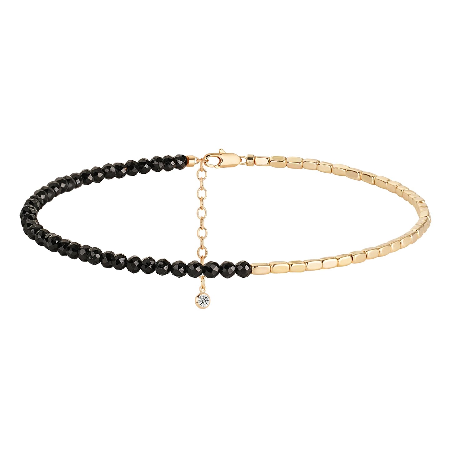 MYEARS Women Beaded Bracelet Gold Gemstone Spinel 14K Simple Dainty Handmade Chain Everyday Boho Beach Jewelry