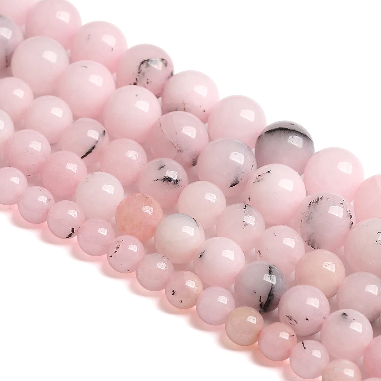 10MM 36PCS Natural Stone Pink Opal Jade Chalcedony Beads for Jewelry Making DIY Bracelet 1 Strand