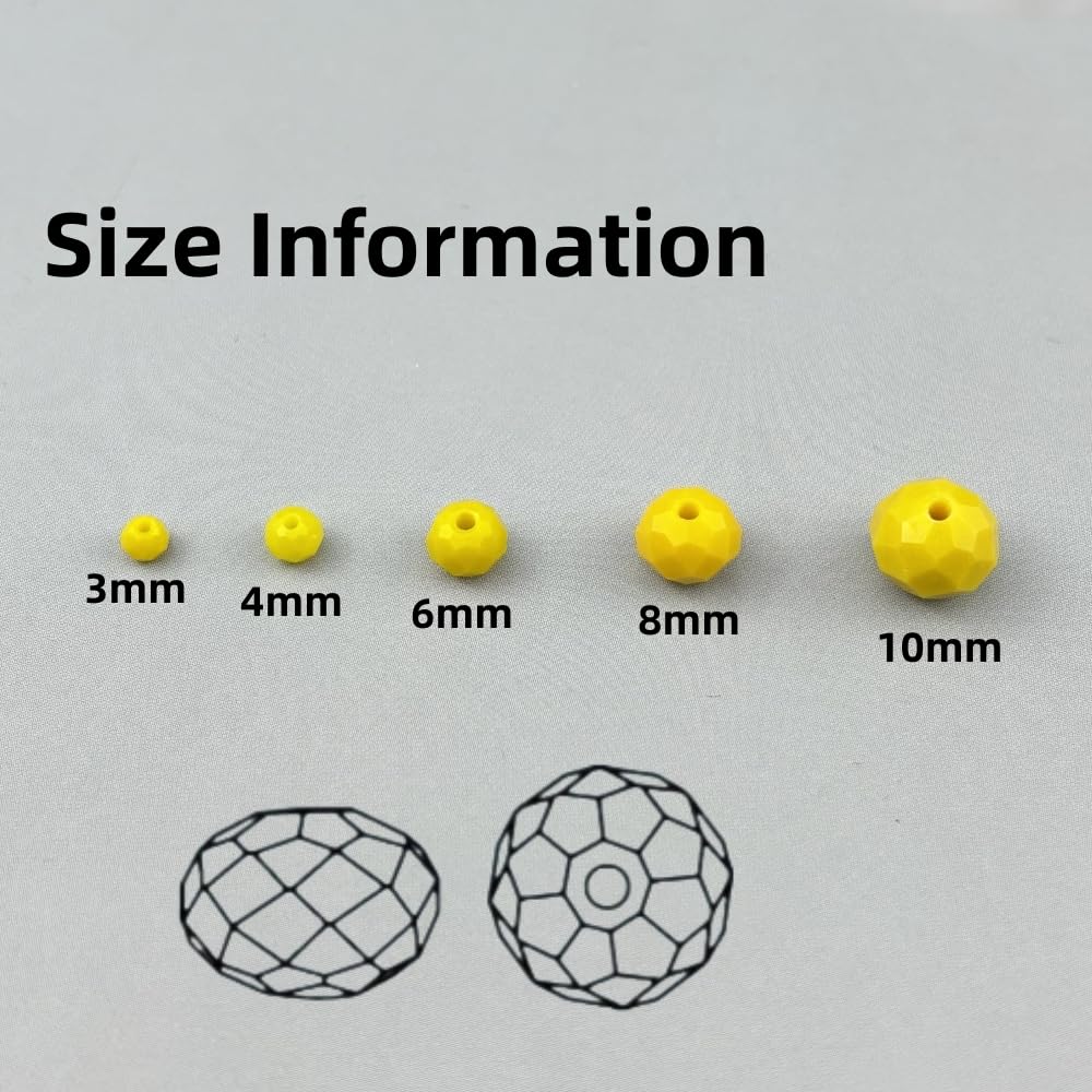 Pinhoollgo 500pcs 3mm Crystal Glass Beads Faceted Rondelle Glass Spacer Beads for Bracelets Necklace Pendants Earrings Key Chains Jewelry Making(Lemon Yellow Porcelain)
