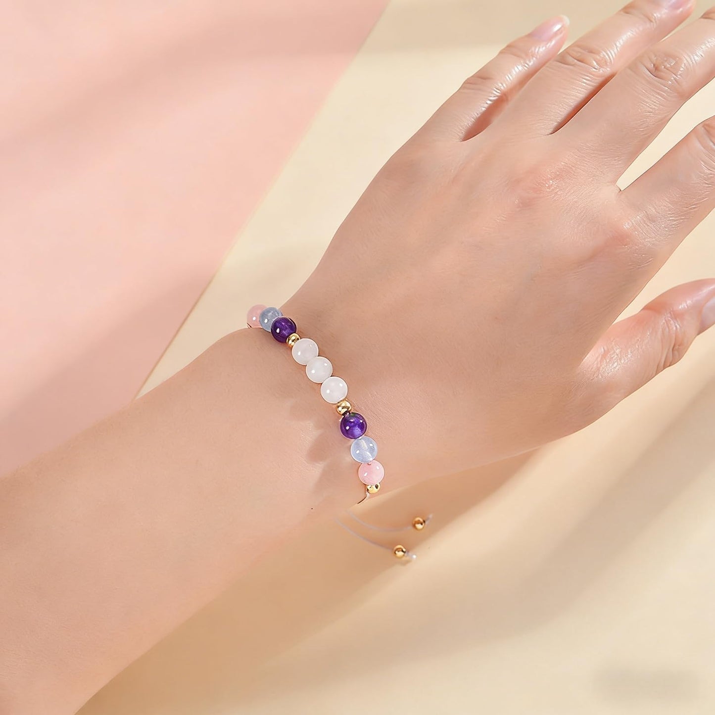 MIFYNN Moon Phase Bracelet for Women Crystal Healing Bracelet Natural Moonstone Beaded Bracelets Meditation Relaxation Crystal Bracelet Friendship Jewelry Gifts (B)